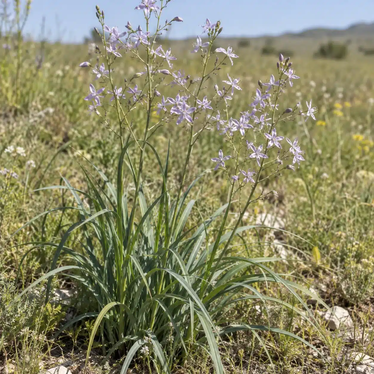 Zhi Mu (Anemarrhena asphodeloides) – kvetoucí rostlina v přírodě