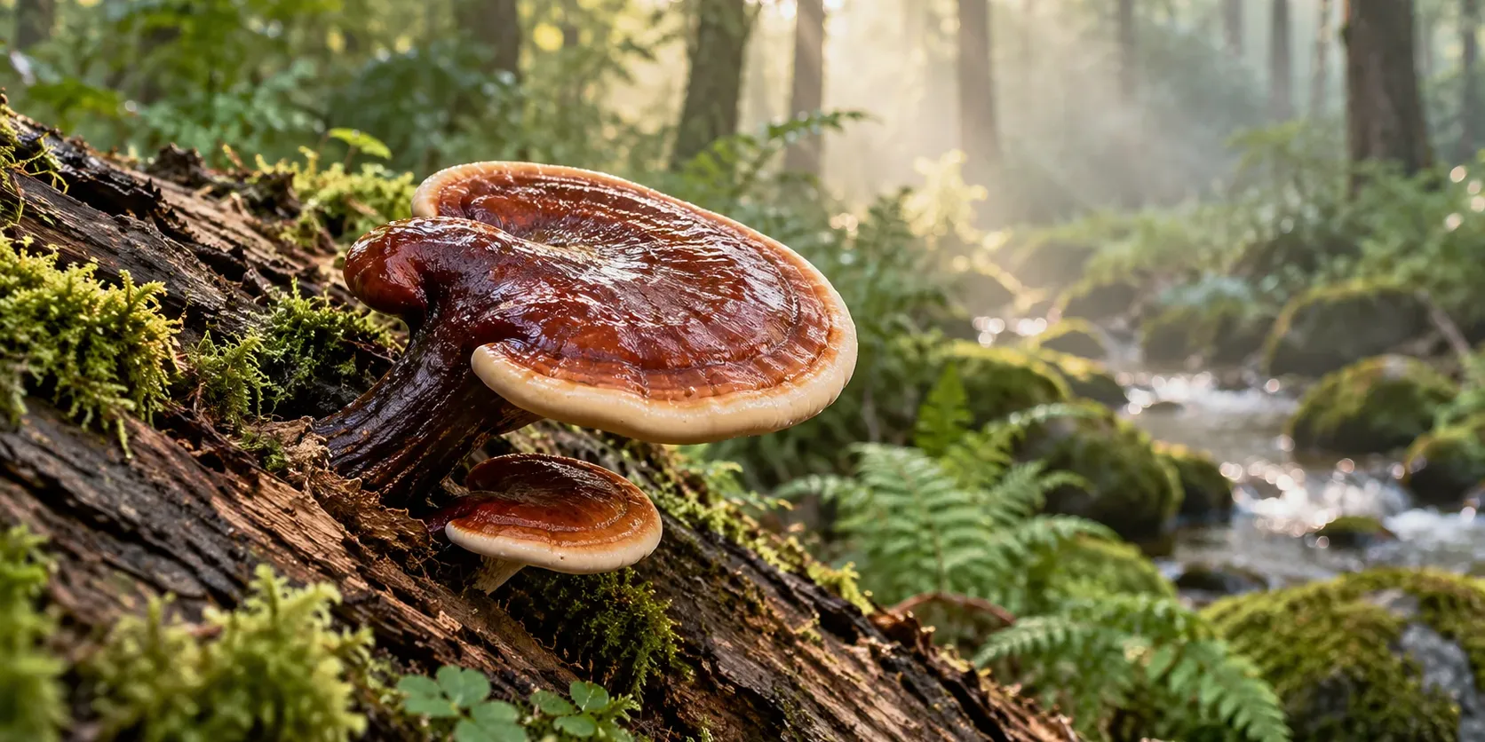 Houba reishi (Ling Zhi) na kmeni v lese