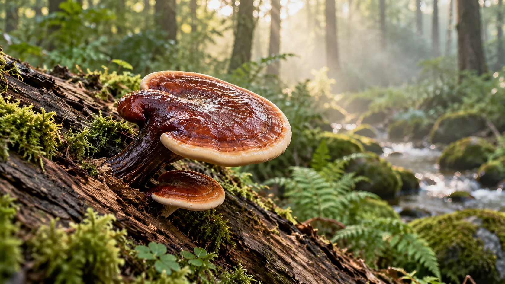Houba reishi (Ling Zhi) na kmeni v lese